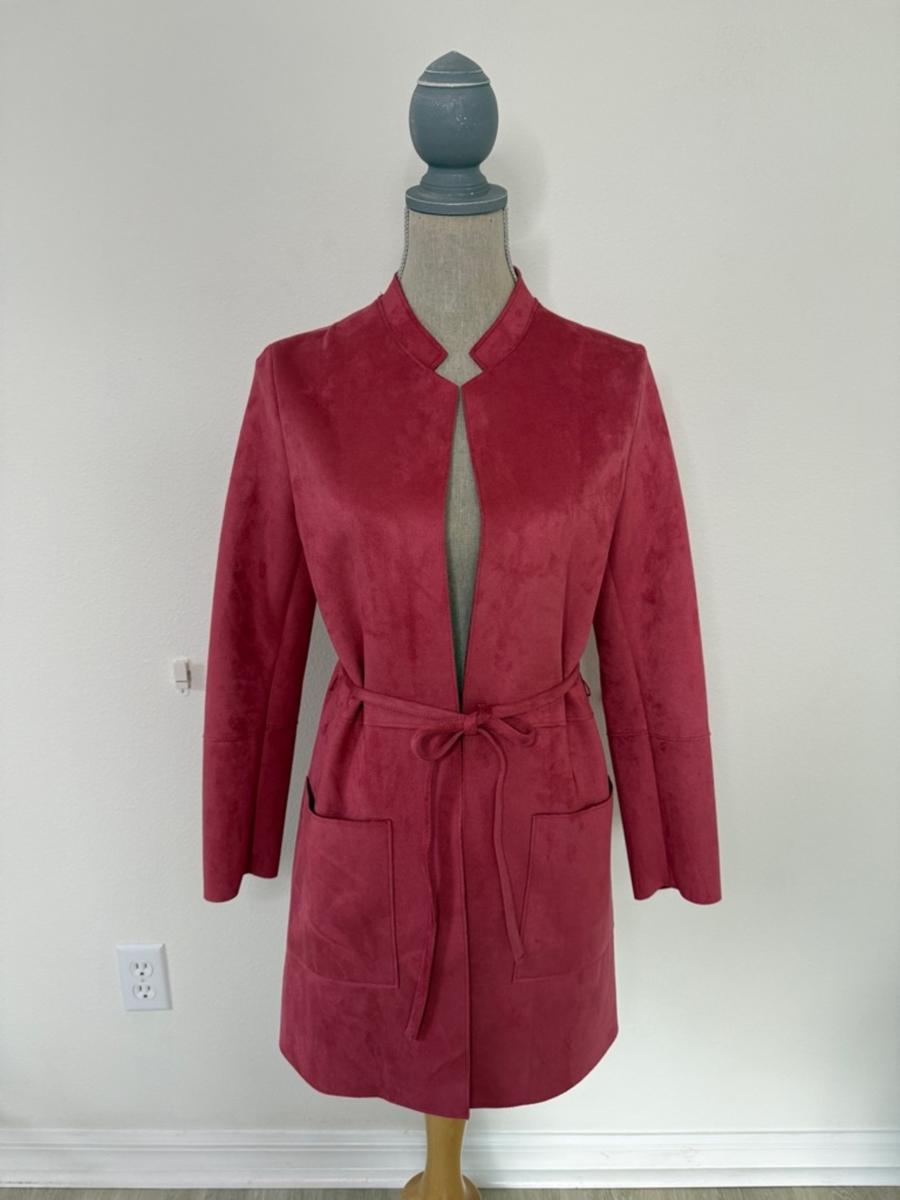 Rose faux suede spring jacket - Sz 8 - EUC
